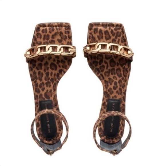 GOOD AMERICAN PALE LEOPARD ANKLE STRAP SANDAL🆕 - Picture 3 of 3